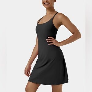 Halara Airy Backless Cut Out Adjustable Strap 2-in-1 Longer Yoga Active Dress